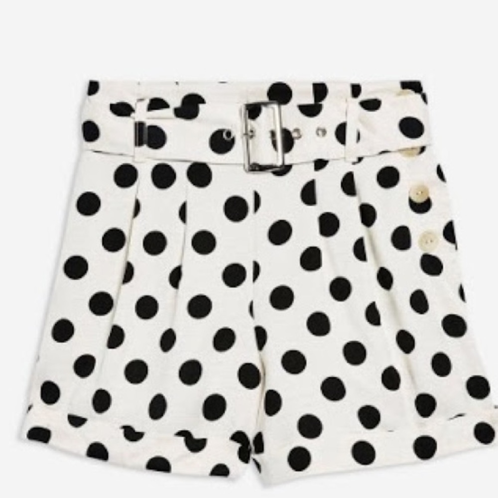 Black and beige polka dot high waisted shorts